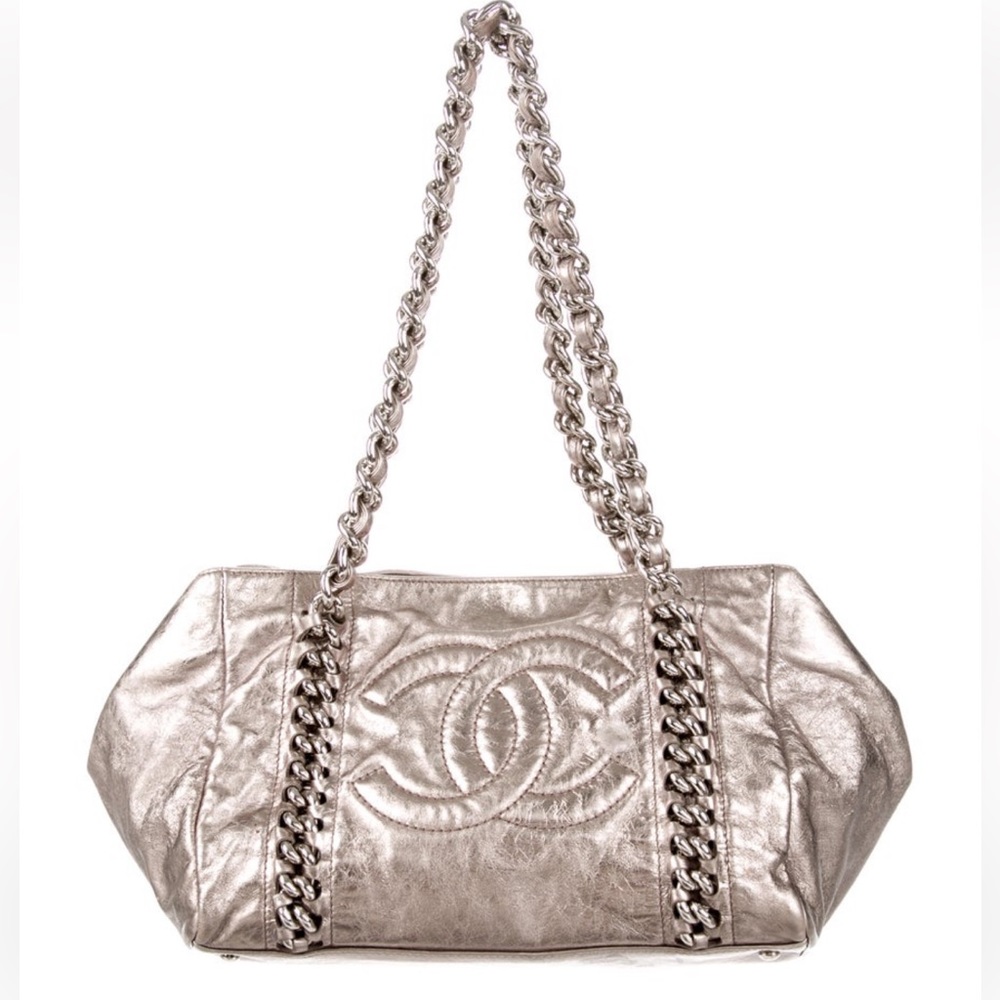 Chanel silver medium luxe lingerie tote